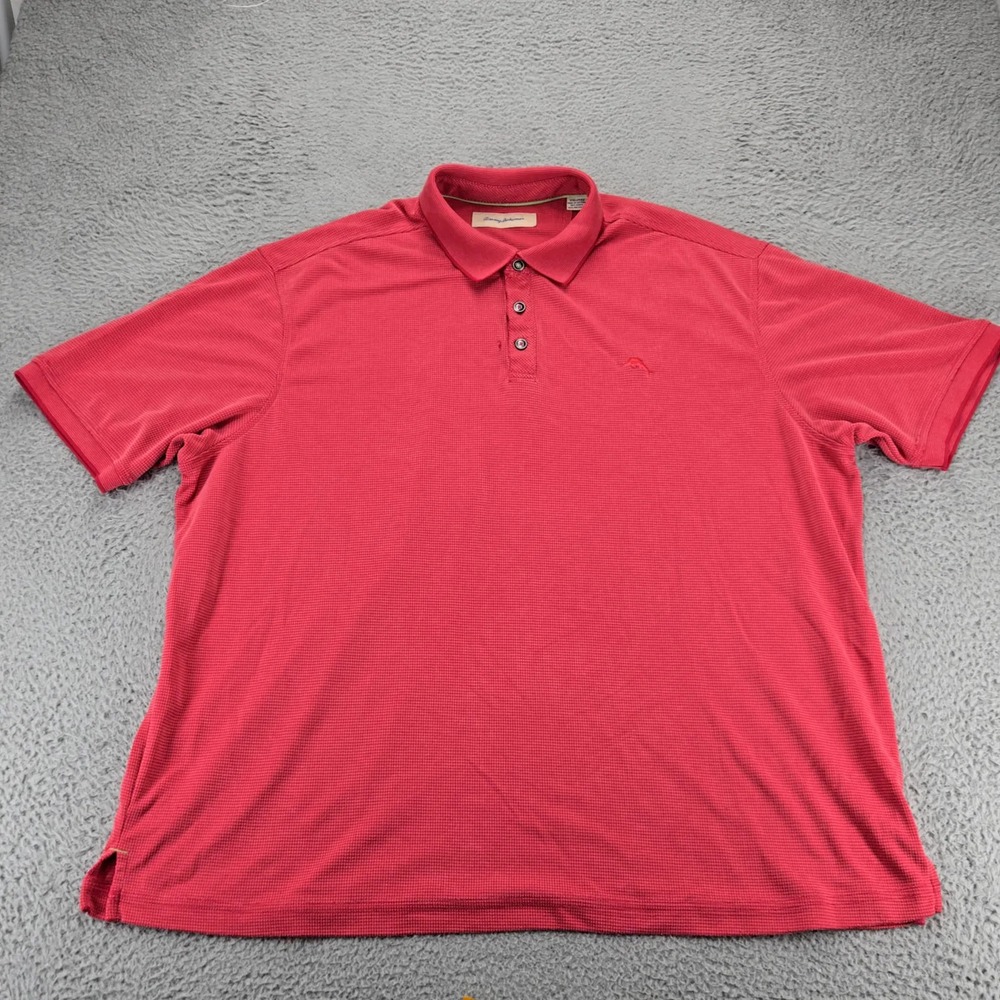 Tommy Bahama Shirt‎ Mens XXL Red Short Sleeve Polo Modal